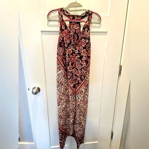 S.L. Fashions Floral Maxi Dress Women’s Sleeveless Handkerchief Hem Boho  M/L